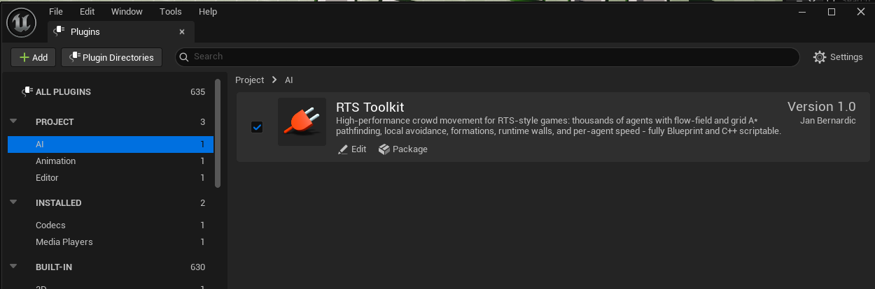 Crowd Toolkit enabled in the Plugins window