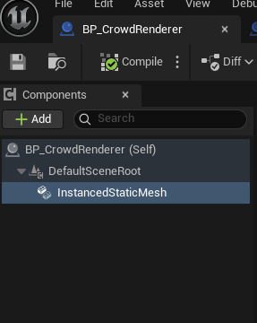 Instanced Static Mesh component on the renderer actor